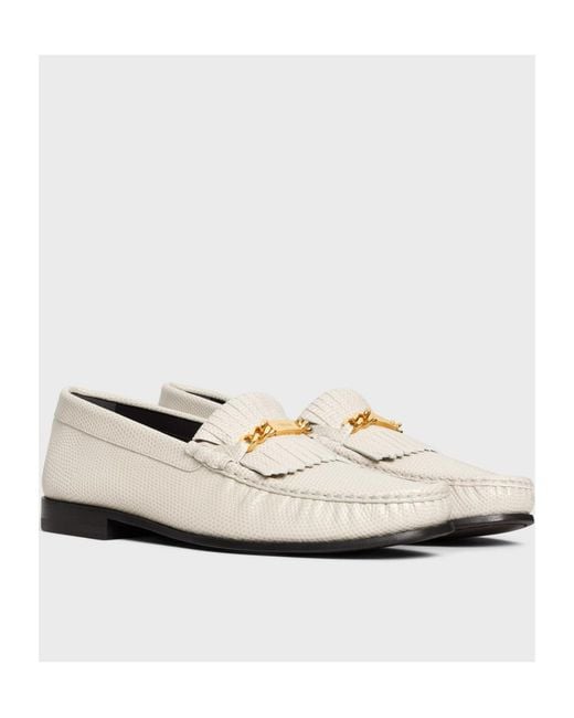 Céline White Luco Loafer With Fringes