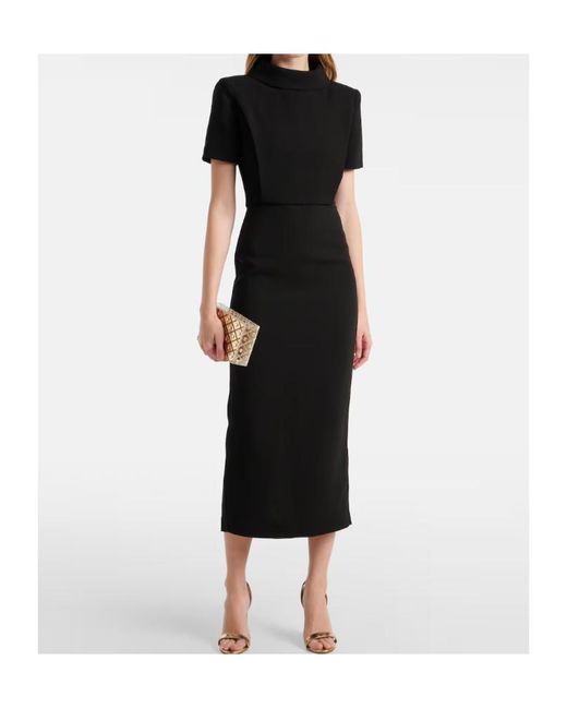 Roland Mouret Black Cady Midi Dress