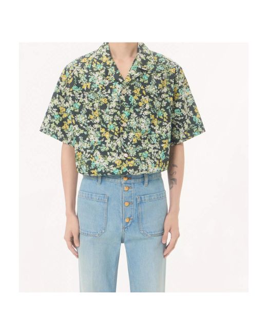 Valentino Green Papier Floral Printed Button-Up Bowling Shirt for men