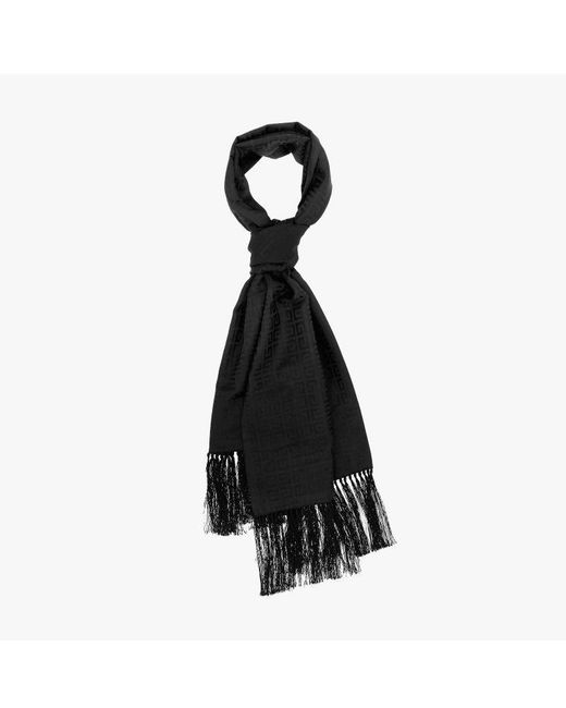 Givenchy Black 4G Fringed Silk-Wool Scarf for men