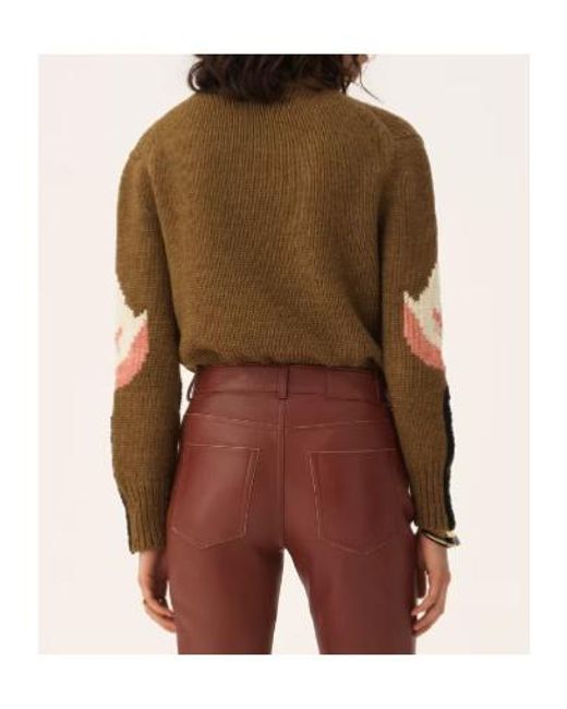 Chloé Brown Intarsia-Knit Sweater