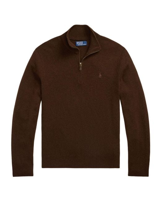 Polo Ralph Lauren Brown Half-Zip Knitted Pullover for men
