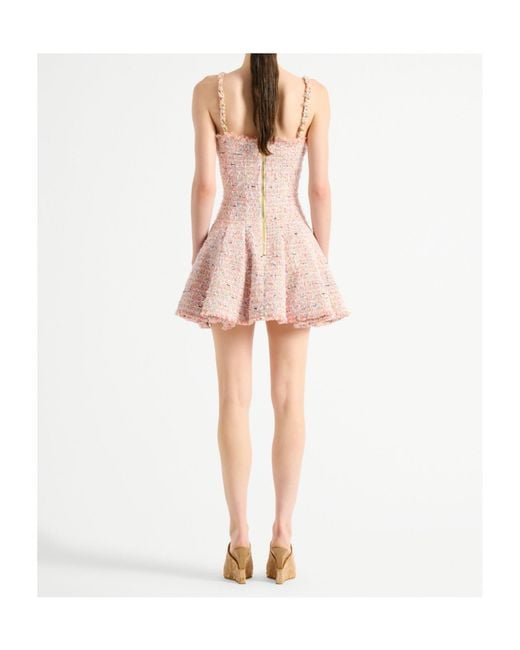 Balmain Pink Tweed Flared Mini Dress