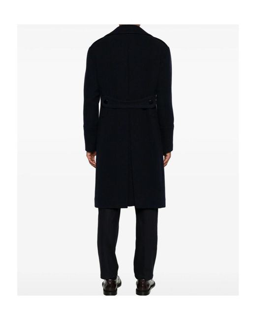 Tagliatore Blue Double-Breasted Coat for men
