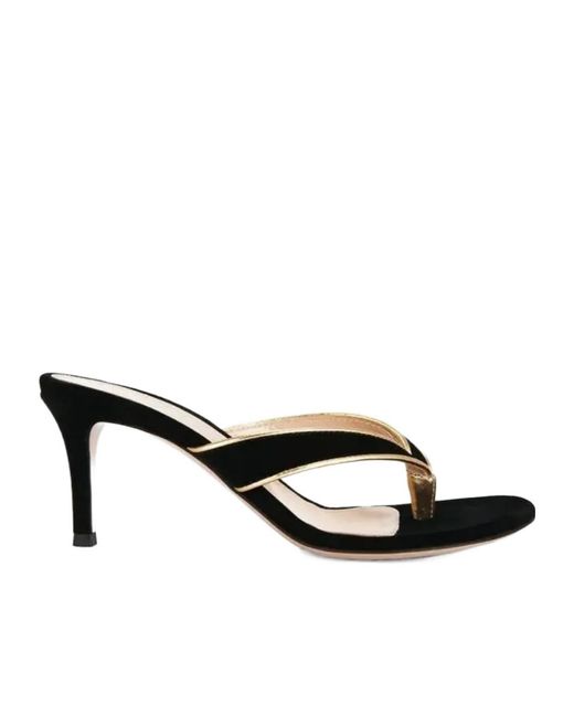 Gianvito Rossi Black Thong Stiletto Mules