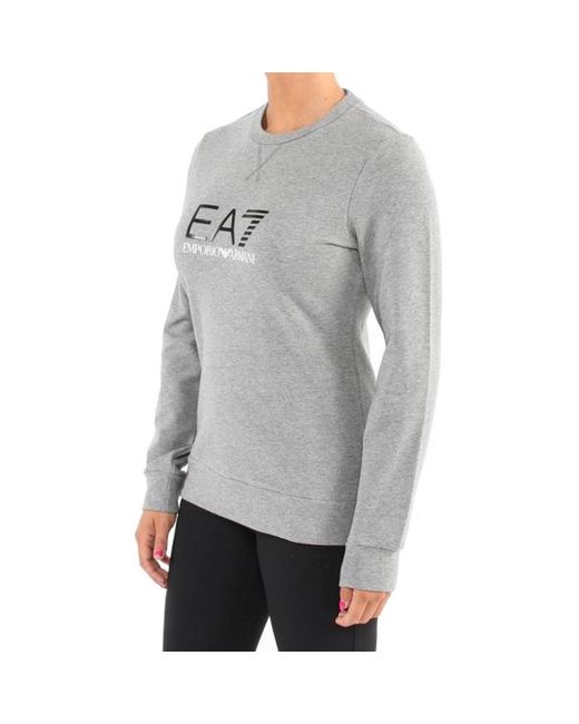 EA7 Gray Round-Necked Logo Sweater