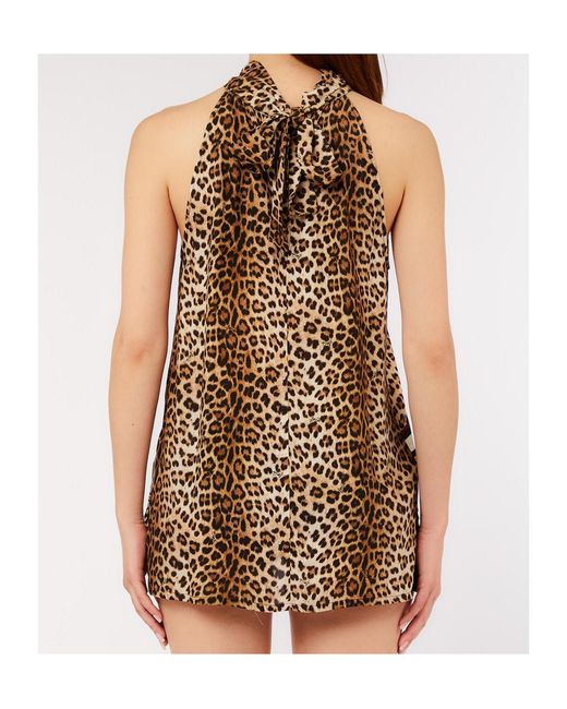 Liu Jo Multicolor Tie Neck Animal Top