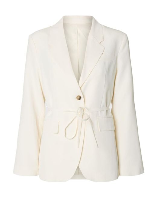 SELECTED White Belted Single-Breasted Blazer