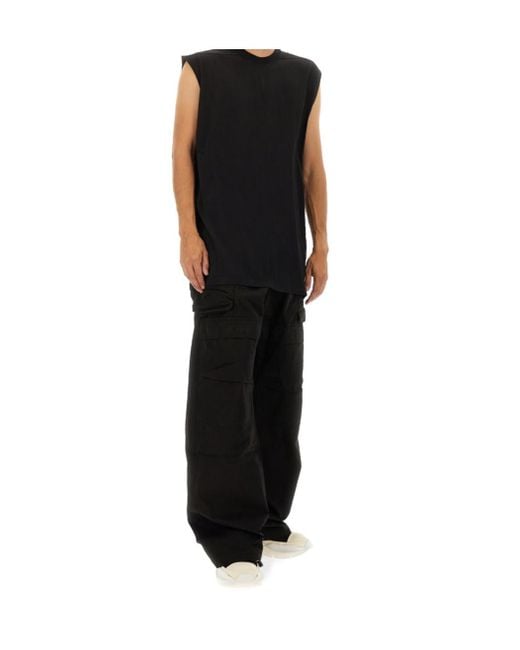 Rick Owens Black Stefan Wide Leg Cargo Pants for men