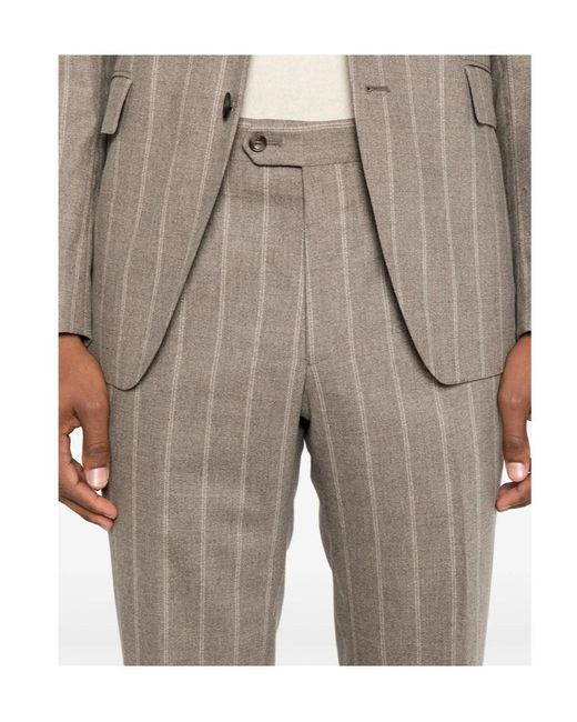 Tagliatore Brown Long-Sleeved Suit Jacket And Trousers Set for men