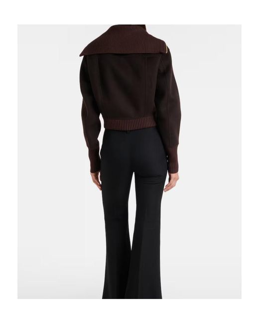 Victoria Beckham Black Lapel Collar Long-Sleeved Casual Jacket