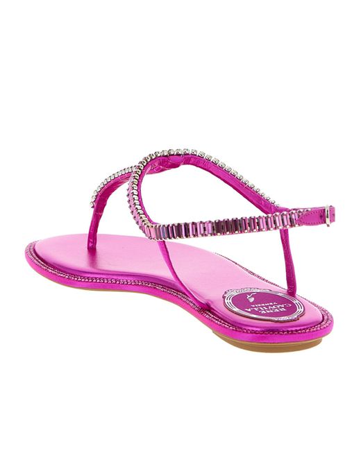 Rene Caovilla Purple René Caovilla Diana Embellished Flat Sandals