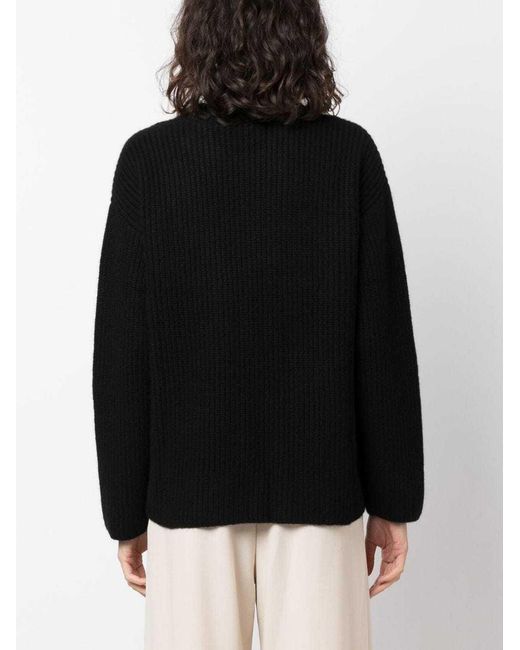 P.A.R.O.S.H. Black Ribbed-Knit Cashmere Jumper