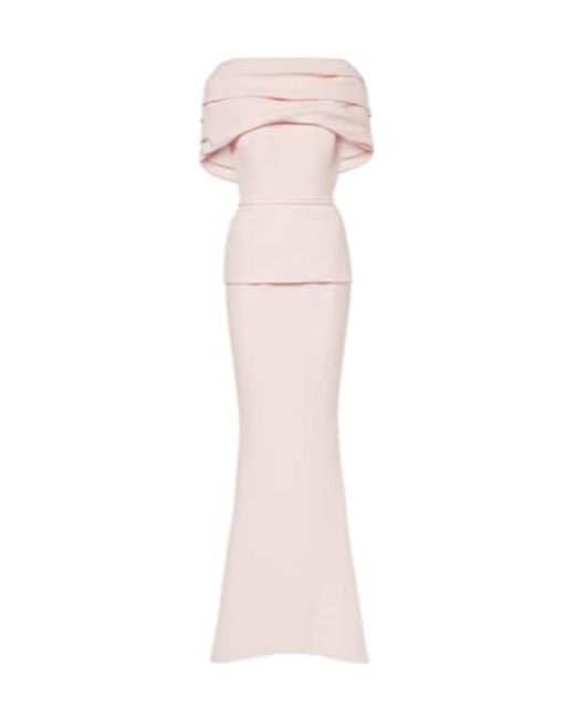Safiyaa Pink Loura Draped Ruffled Crepe Dress