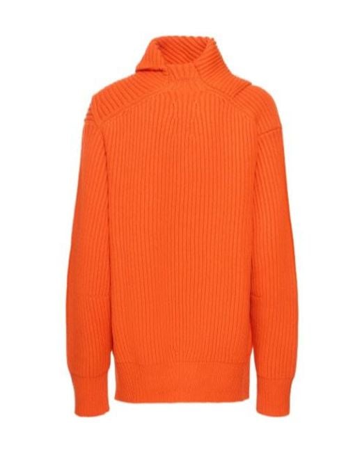 Jil Sander Orange Long-Sleeved Rib Sweater