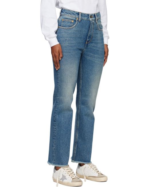 Golden Goose Deluxe Brand Blue Logo Patch Cropped Jeans