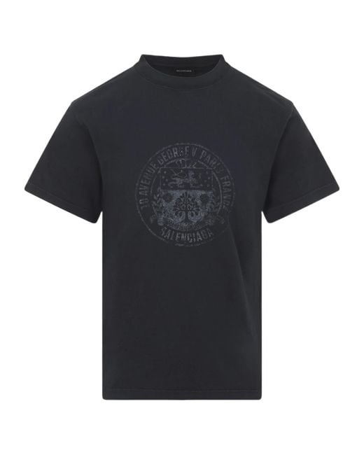 Balenciaga Black Logo Printed Crewneck T-Shirt for men