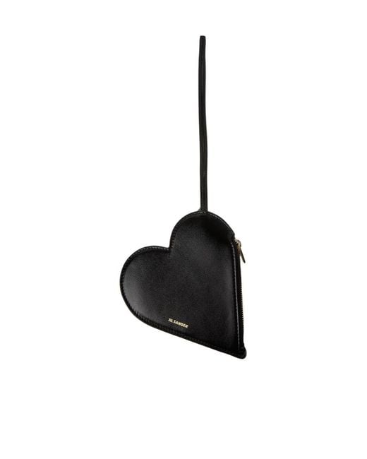 Jil Sander Black Heart Shaped Clutch Bag