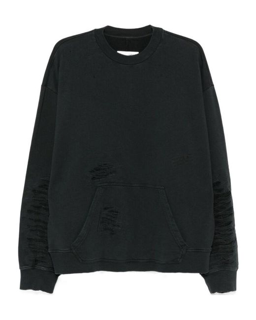 MM6 by Maison Margiela Black Ripped Sweatshirt for men