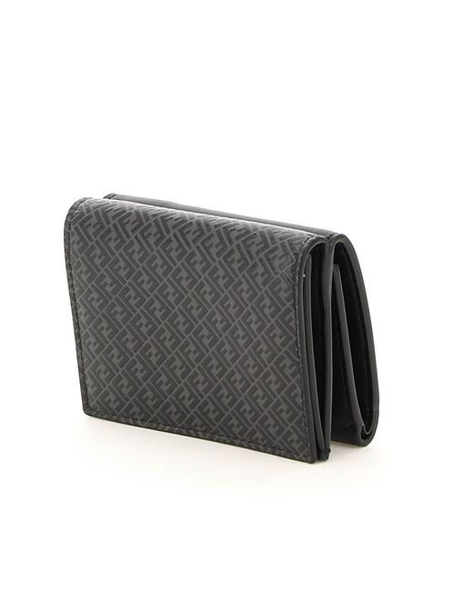 Fendi Gray Logo Detailed Tri-Fold Wallet for men