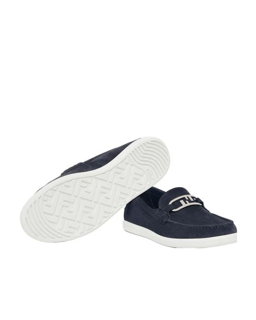 Fendi Blue O'Lock Slip-On Loafers for men