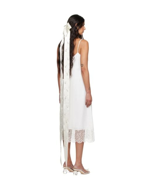 Simone Rocha White Front Bow Suspender Dress