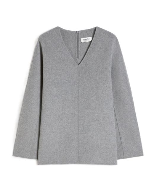 Max Mara Gray 'S V-Neck Long-Sleeved Blouse
