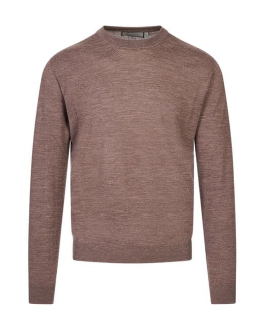 Canali Brown Crew-Neck Sweater for men