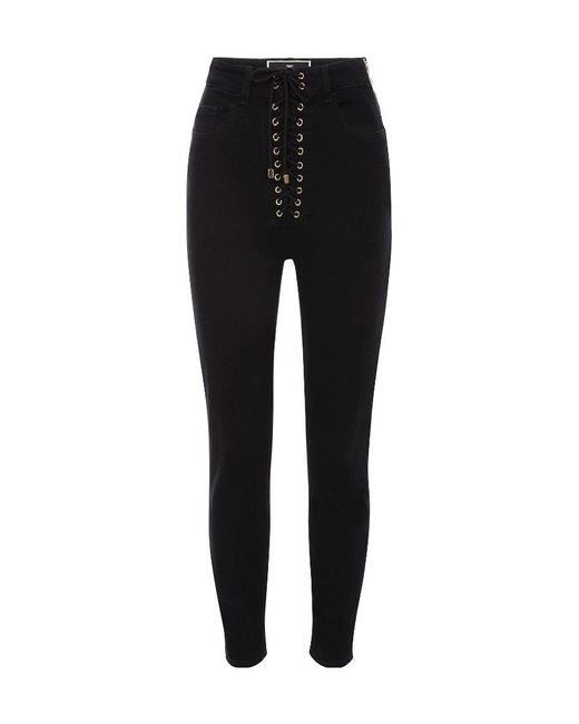 Elisabetta Franchi Black Eyelet-Detailing Skinny Jeans