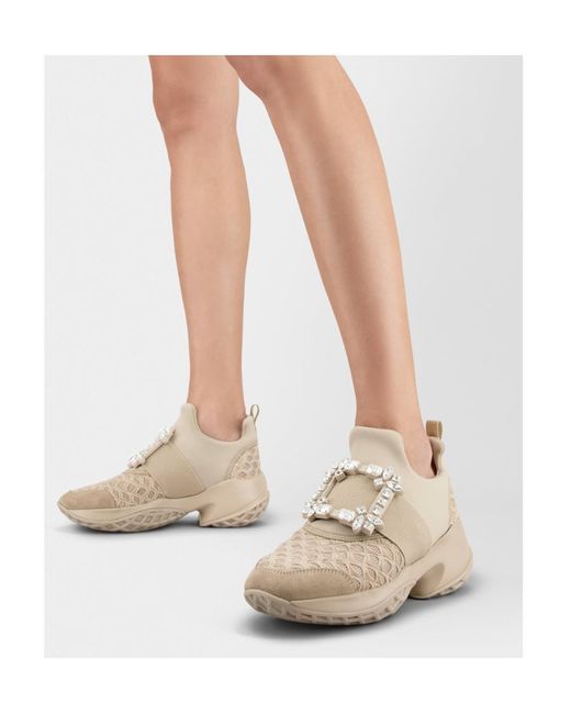 Roger Vivier Natural Viv' Run Strass Buckle Sneakers