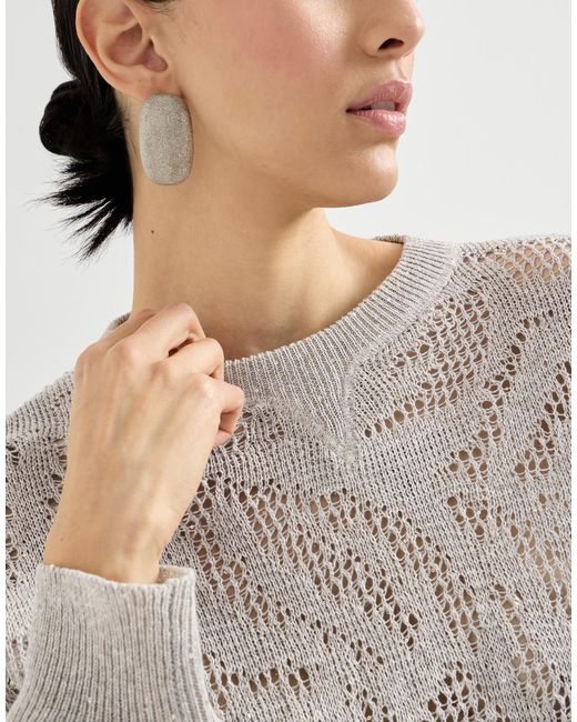 Brunello Cucinelli Gray Open-Knit Sweater