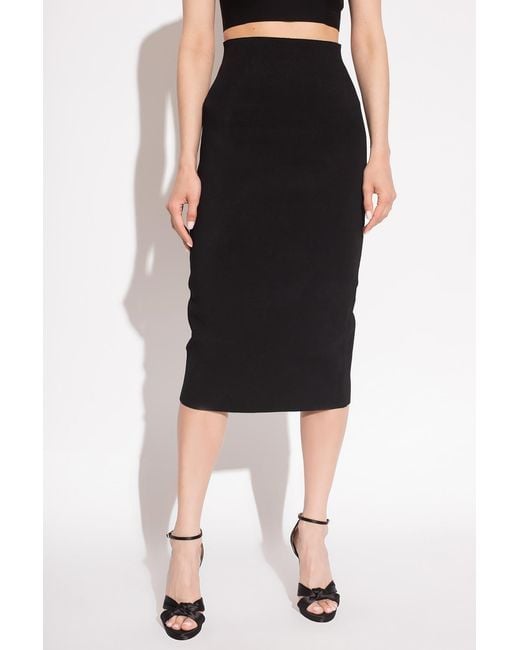 Victoria Beckham Black Knitted Midi Pencil Skirt