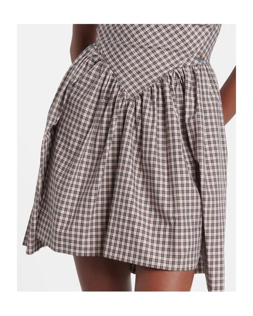 Vivienne Westwood Gray Mini Sunday Checked Draped Cocktail Dress