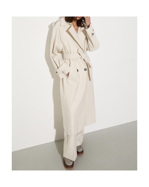 MAX&Co. White Undyed Gabardine Trench Coat