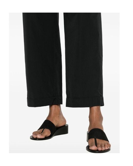Peserico Black Elasticated-Waistband Turned-Up-Cuff Trousers