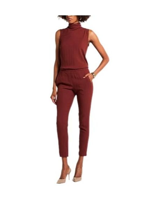 Brunello Cucinelli Red Solid-Color Sleeveless Jumpsuits