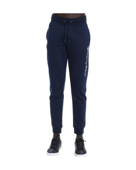 Emporio Armani Blue Logo-Laced Sweatpants for men