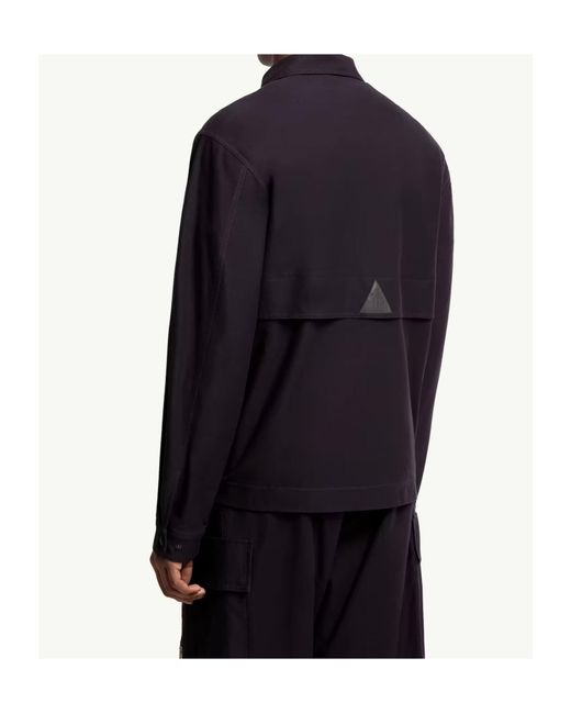Moncler Blue Cotton Gabardine Shirt Jacket for men