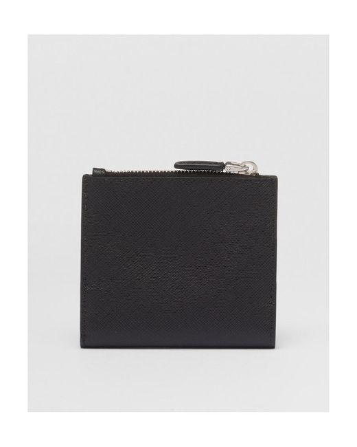 Prada Black Logo Plaque Bi-Fold Wallet for men