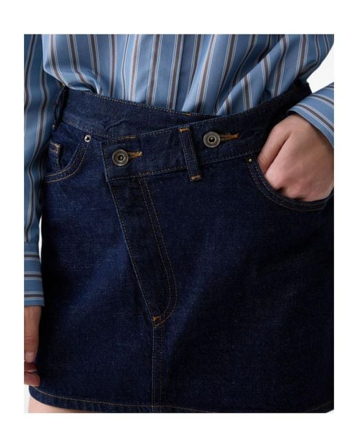 Liu Jo Blue Asymmetric Denim Mini Skirt