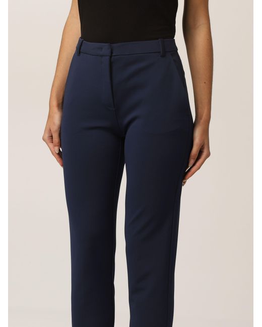 Pinko Blue Mid-Waisted Cropped Trousers
