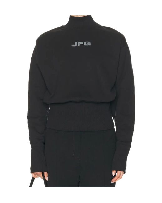 Jean Paul Gaultier Black Mock-Neck Long-Sleeve Sweatshirt