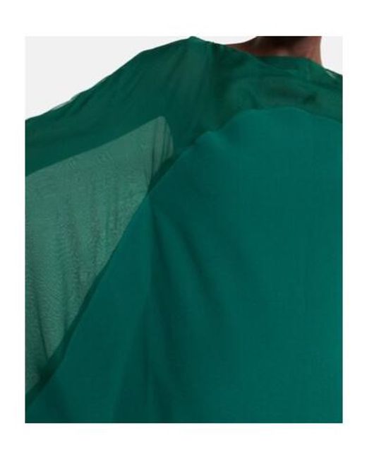 Safiyaa Green Silk-Trimmed Kaftan