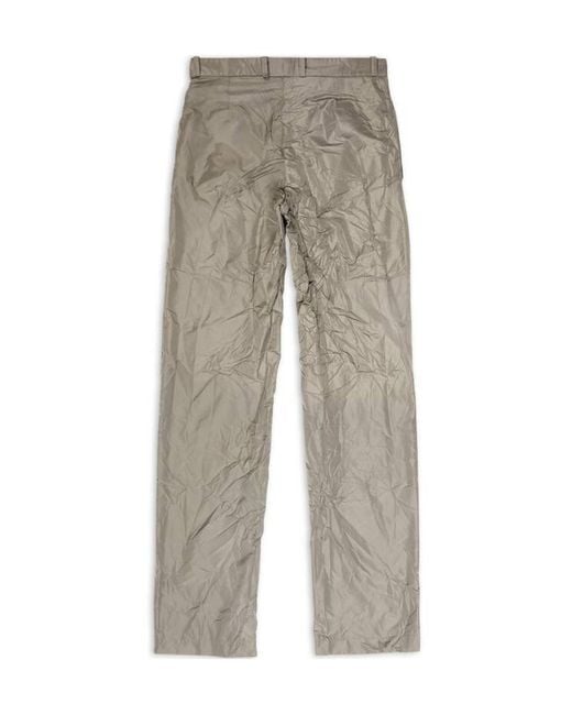 Balenciaga Gray Crinkle-Effect Straight-Leg Trousers for men