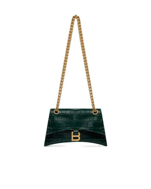 Balenciaga White Borsa Con Catena Crush Xs Lavorazione Coccodrillo Da Donna