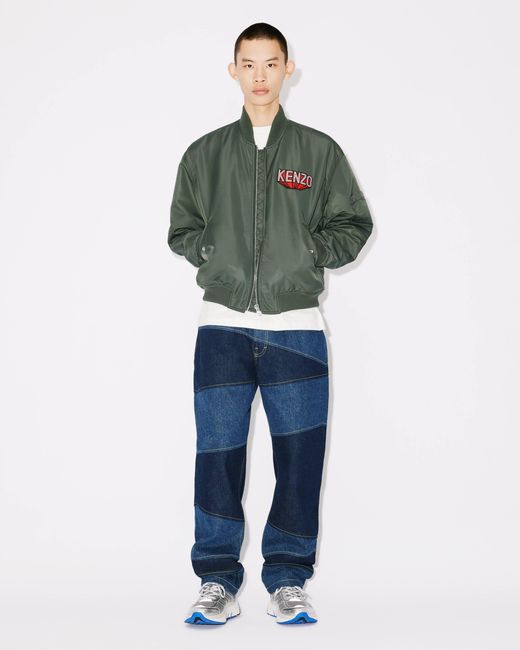KENZO Green 3D Logo Zipped Bomber Jacket for men