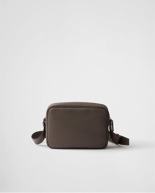 Prada Brown Textured Leather Crossbody Bag for men