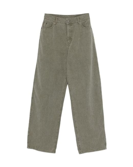 Soeur Gray Straight-Leg Denim Pants