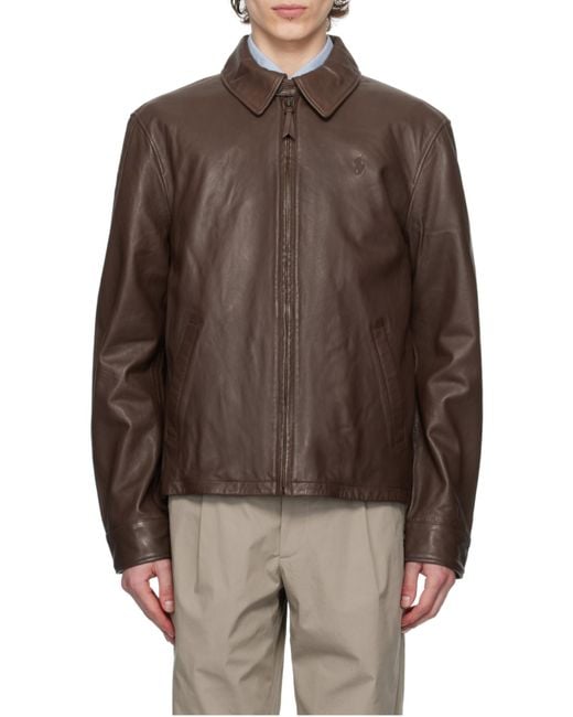 Polo Ralph Lauren Brown Zip-Up Leather Jacket for men