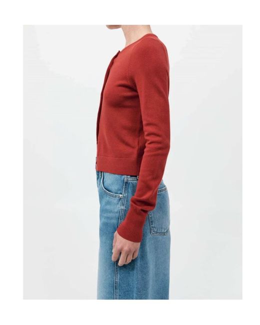 St. Agni Red Round-Neck Long-Sleeve Knitted Sweater